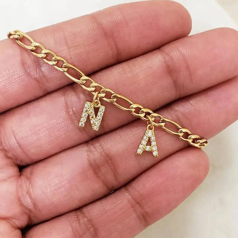 Personalized Initial Letter Anklets Stainless Steel Chain