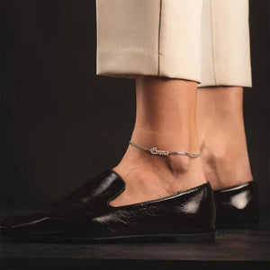 Custom Old English Name Anklet Stainless Steel Personalized Feet Jewelry