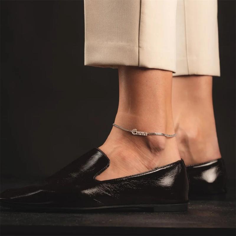 Custom Old English Name Anklet Stainless Steel Personalized Feet Jewelry
