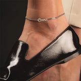 Custom Old English Name Anklet Stainless Steel Personalized Feet Jewelry