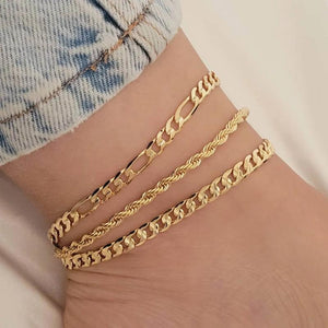 VishowCo Cuban Chain Anklet Bracelet for Women Barefoot Leg Chain Jewelry