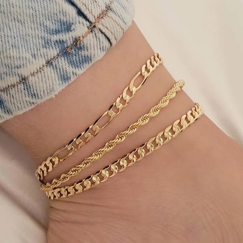 VishowCo Cuban Chain Anklet Bracelet for Women Barefoot Leg Chain Jewelry