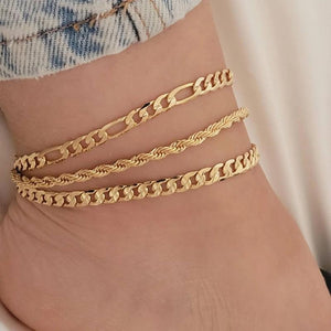VishowCo Cuban Chain Anklet Bracelet for Women Barefoot Leg Chain Jewelry