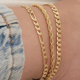 VishowCo Cuban Chain Anklet Bracelet for Women Barefoot Leg Chain Jewelry