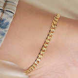 VishowCo Cuban Chain Anklet Bracelet for Women Barefoot Leg Chain Jewelry