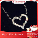 925 Silver Heart Zircon Necklace Pendant for Women Gift