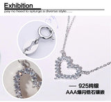 925 Silver Heart Zircon Necklace Pendant for Women Gift