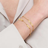 Personalized Rectangular Link Chain Bracelet with Engraved Names