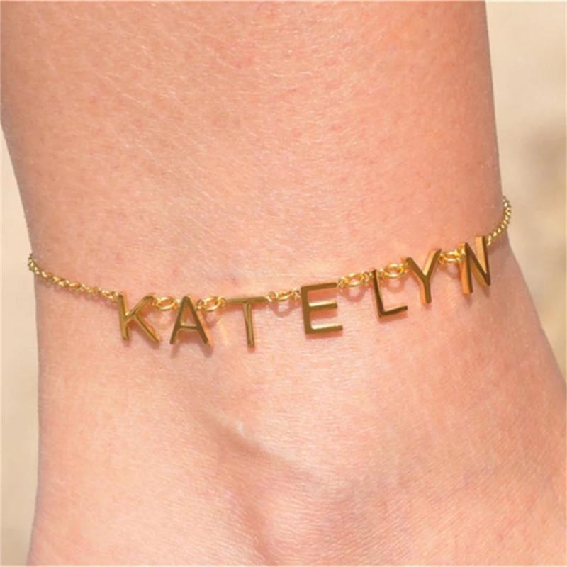Personalized Name Anklets For Women Stainless Steel Colour Cable Chain