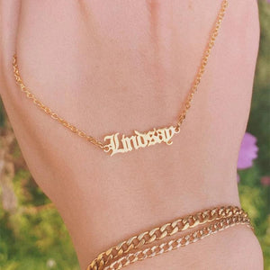 Gothic Font Personalized Name Anklet Vintage Jewelry Gift