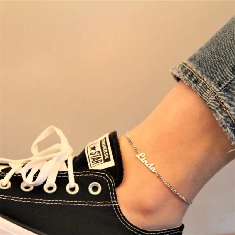 Personalized Letter Anklet for Women Stainless Steel Gift Femme