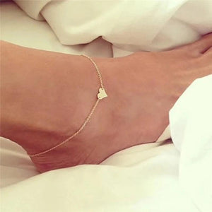 Dainty Heart Pendant Anklets with Engraved Name Letter
