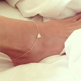 Dainty Heart Pendant Anklets with Engraved Name Letter