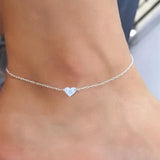 Dainty Heart Pendant Anklets with Engraved Name Letter
