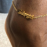 Old English Anklet Stainless Steel Summer Beach Jewelry Women Gift