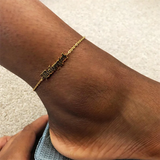 Old English Anklet Stainless Steel Summer Beach Jewelry Women Gift