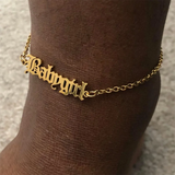 Old English Anklet Stainless Steel Summer Beach Jewelry Women Gift