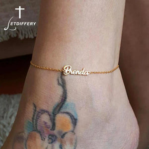 Personalized Name Anklet Stainless Steel Women Bohemian Beach Jewelry