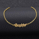 Ancient English Font Name Anklets for Women