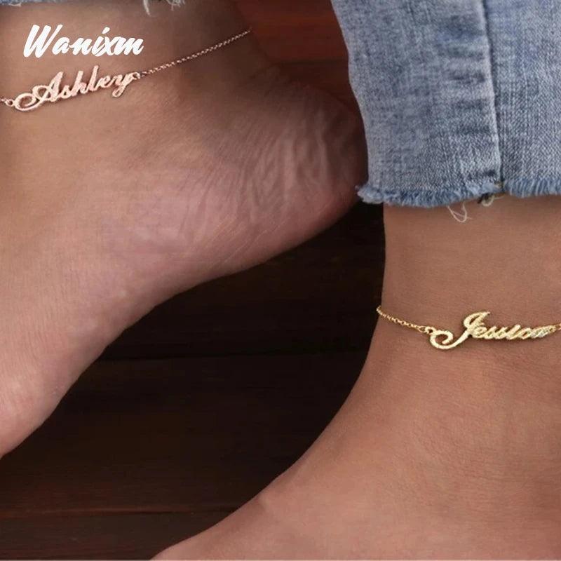 Customized Stainless Steel Name Anklet for Her
