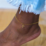 Stainless Steel Initial Letter Anklet - High 26 A-Z Alphabet Ch
