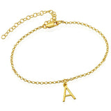 Stainless Steel Initial Letter Anklet - High 26 A-Z Alphabet Ch