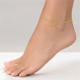 Stainless Steel Initial Letter Anklet - High 26 A-Z Alphabet Ch