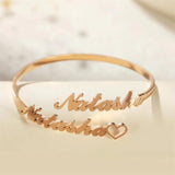 Personalized Stainless Steel Bangle with Heart Bracelet for Couples