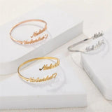 Personalized Stainless Steel Bangle with Heart Bracelet for Couples