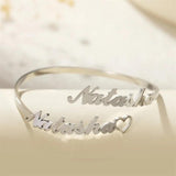 Personalized Stainless Steel Bangle with Heart Bracelet for Couples