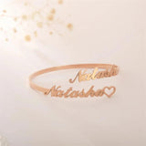 Personalized Stainless Steel Bangle with Heart Bracelet for Couples
