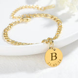 Women A-Z Initial Anklet Stainless Steel Beaded Chain Bracelet