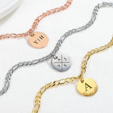 Women A-Z Initial Anklet Stainless Steel Beaded Chain Bracelet