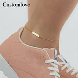 Personalized Stainless Steel Bar Engrave Anklet