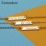 Personalized Stainless Steel Bar Engrave Anklet