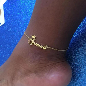 Crown Name Anklets For Women Men Personalized Leg Chain Charms Queen Bracelet