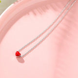 925 Silver Red Heart Necklace Pendant Women