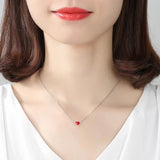 925 Silver Red Heart Necklace Pendant Women