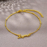 Stainless Steel Letter Beaded Anklets Women's Foot Chain
