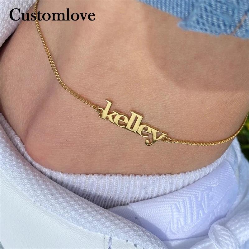 Personalized Stainless Steel Name Anklet Jewelry for Women