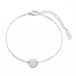 Personalized Stainless Steel Anklet with Round Pendant