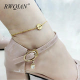 Personalized Stainless Steel Anklet with Round Pendant