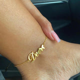 Personalized Crown Heart Name Anklet