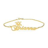 Personalized Crown Heart Name Anklet