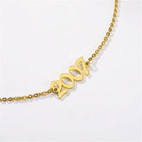 Personalized Old English Number Anklet - Stainless Steel