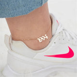 Personalized Old English Number Anklet - Stainless Steel