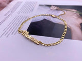 Personalized Initial Letter Anklet Cuban Link Stainless Steel Nameplate