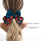 Japanese Floral Bow Barrettes Satin Patchwork Retro Headband