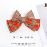 Japanese Floral Bow Barrettes Satin Patchwork Retro Headband