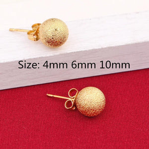 Polished Brass Ball Stud Earrings Men Girls Boys Round Jewelry